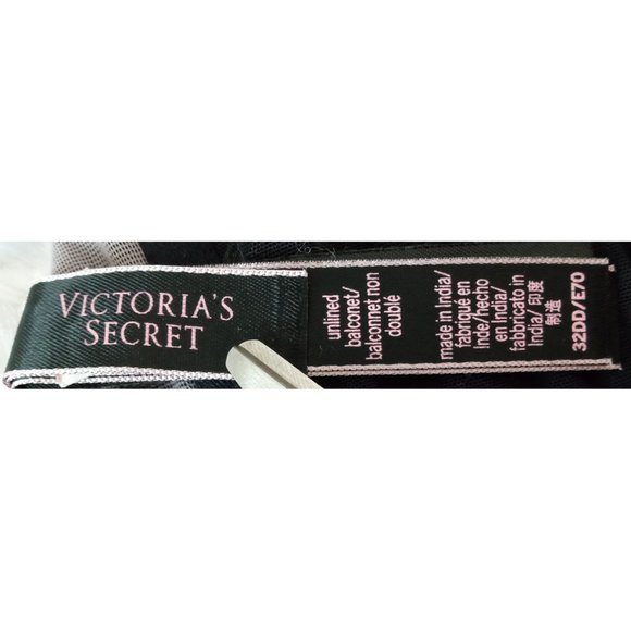 Victoria's Secret Dream Angels Black Dot Mesh Merry Widow Balconette Bra 32DD - Picture 6 of 7